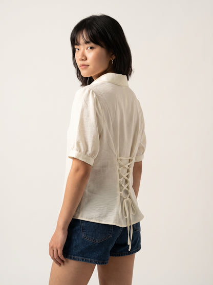 AVENU. The Cream Ruched Top