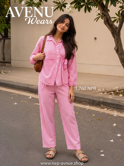 AVENU. PINK STRIPE-SET