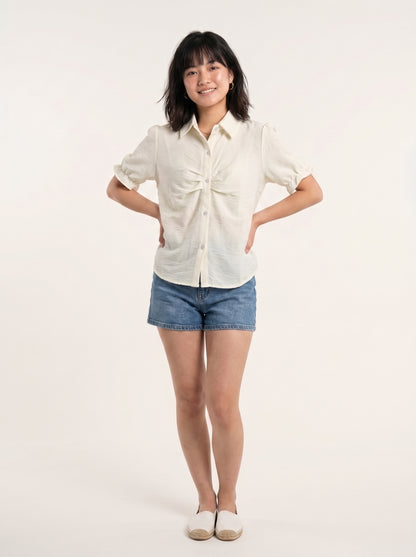 AVENU. The Cream Ruched Top
