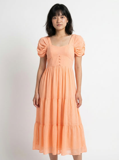 AVENU. PEACH TIERED-DRESS