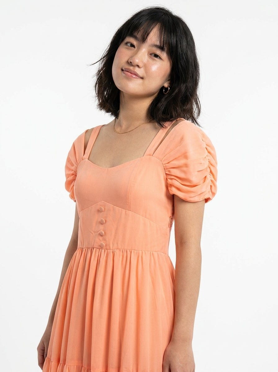 AVENU. PEACH TIERED-DRESS