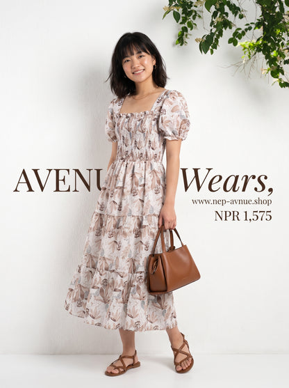 AVENU. SMOCKED-DRESS