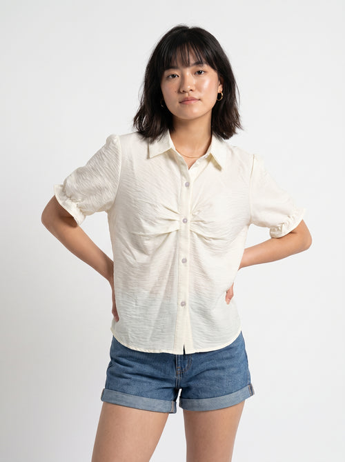 AVENU. The Cream Ruched Top